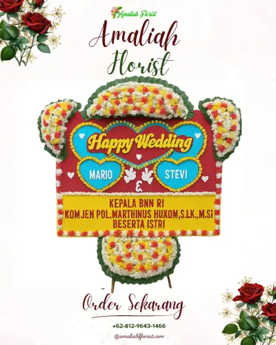 Karangan Papan Bunga Pernikahan di Kowangan